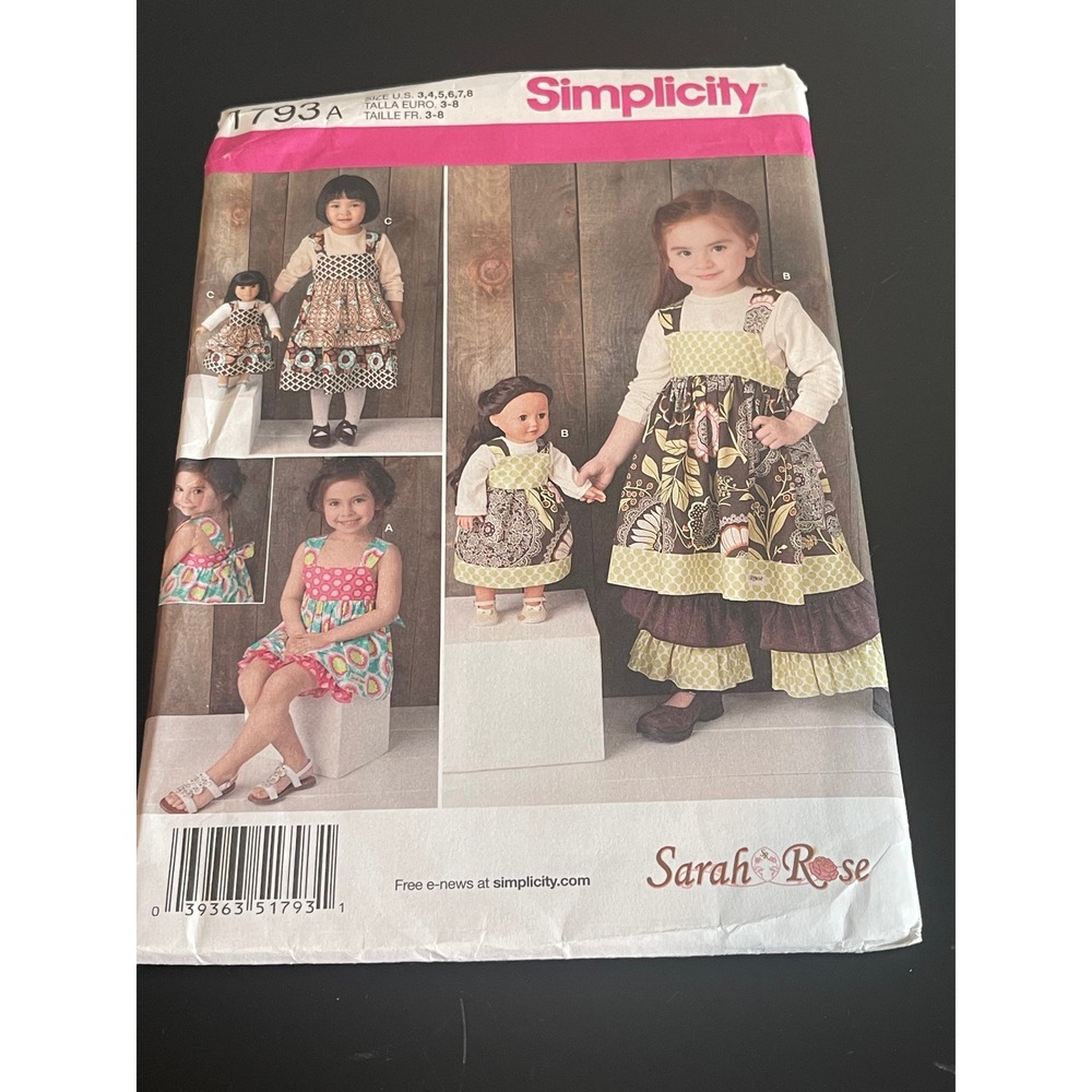 00598 Simplicity 1793 Child Dress‎ Skirt Pants Jumper Sewing Pattern Size 3-8